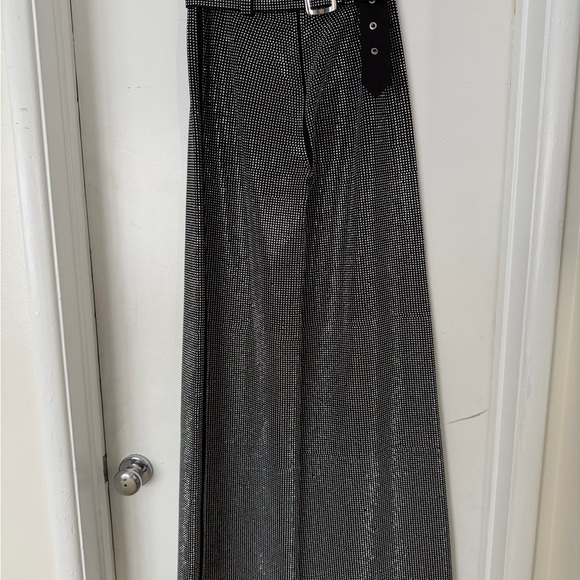 I.AM.GIA Arora Black Embellished Metallic Pleated Maxi Skirt with Belt Size M/8 - Picture 4 of 12